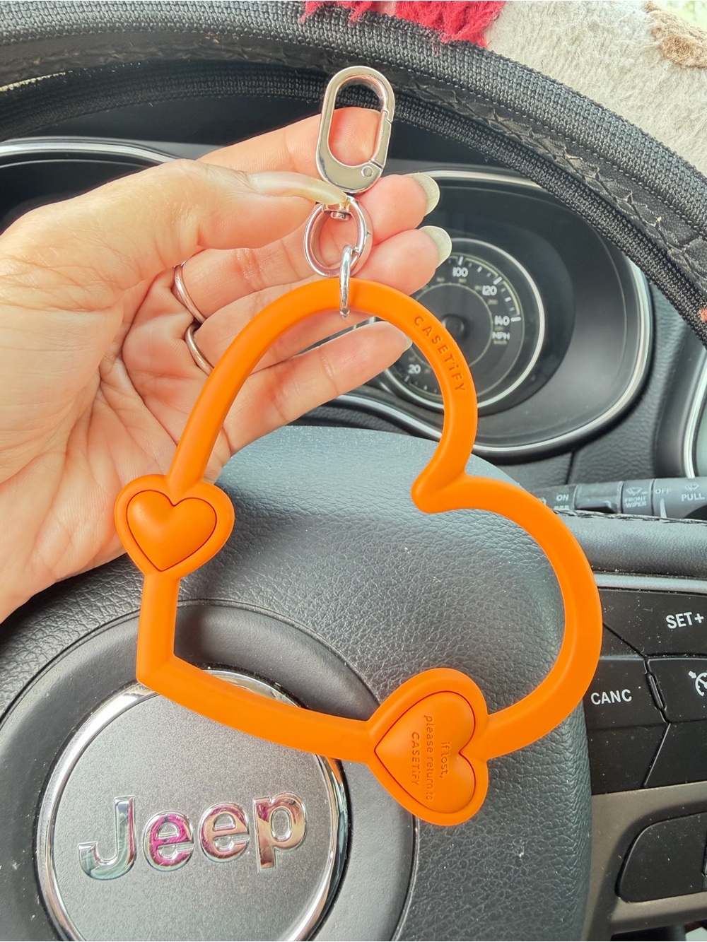 Casetify Orange Heart Handle Keyring Wristlet